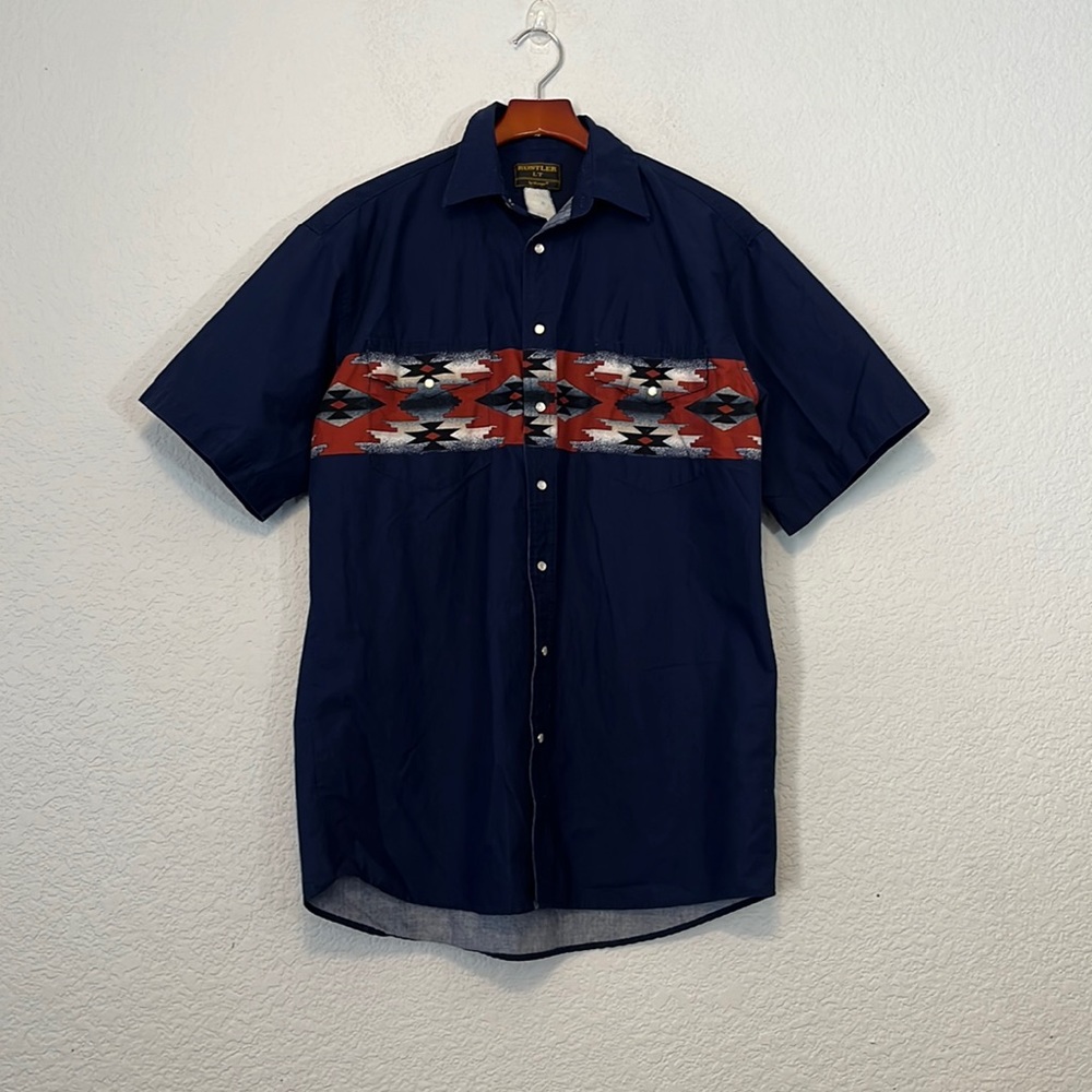 Vintage Rustler Wrangler Aztec Button Front Shirt